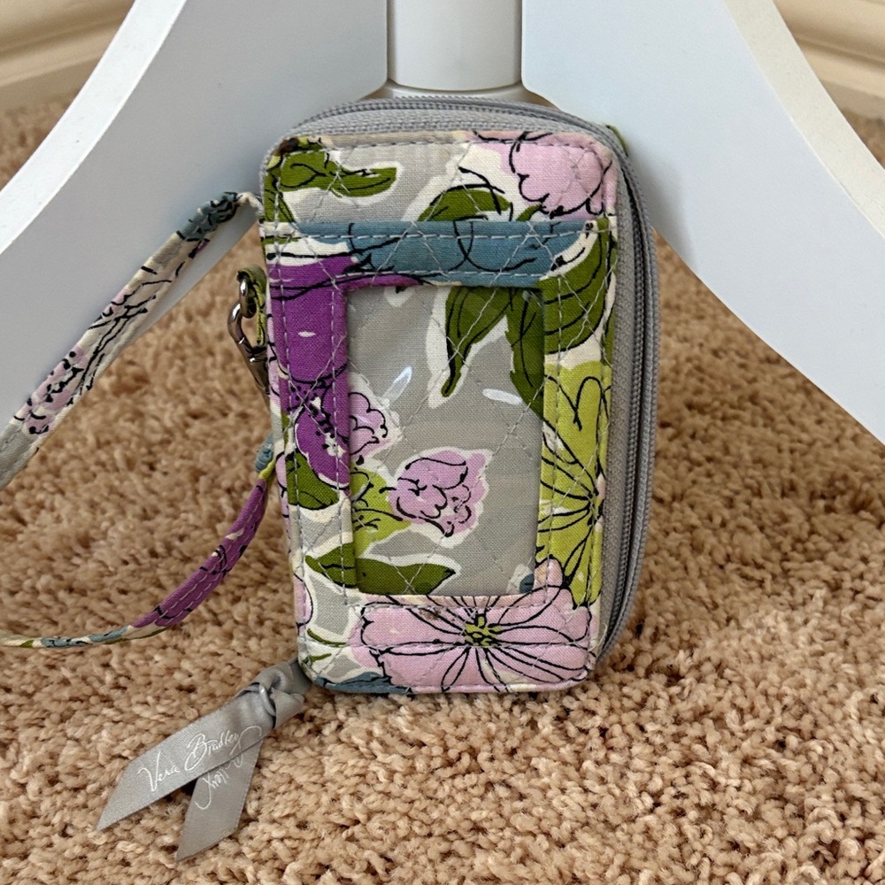 Vera Bradley Floral Wristlet - Purple, Green, and Gray